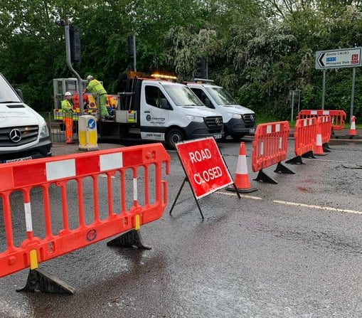 A typical road closure. 