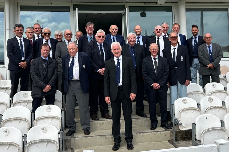 Formers players and umpires at the Colin Atkinson Pavilion
