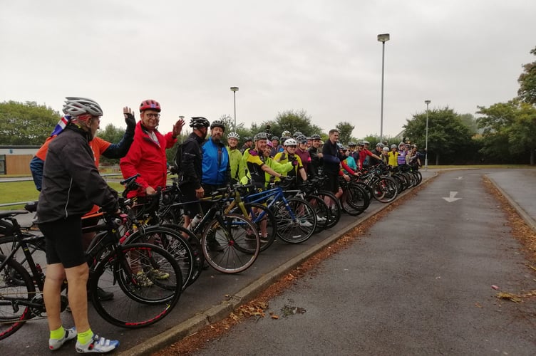 Riders in support of Minehead Cycling Club member Scott Huish