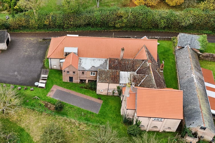 Old Cleeve's Lysaght Village Hall and Club viewed from above.