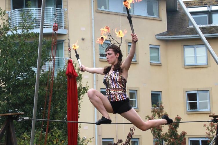Higher Beings Circus acts provided entertainment for Minehead Bay Festival goers.