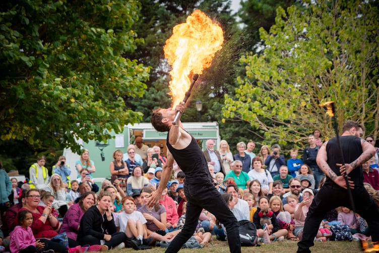 Fire eaters wowed audiences at the free entertainment Minehead Bay Festival.