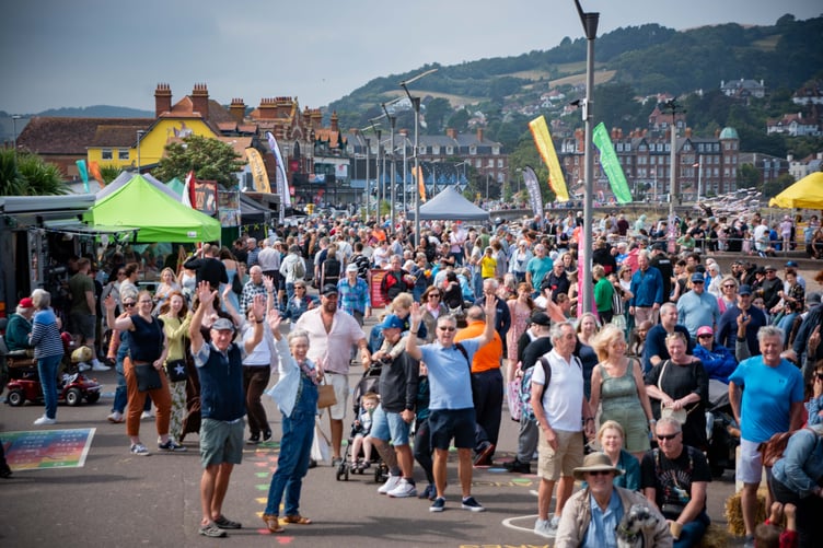 The sea front in Minehead was packed with thousands of people attending the free Minehead Bay Festival.