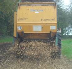New woodchip being spread on the gallops