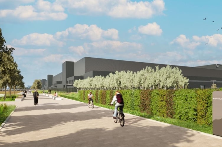 Artist's Impression Of The New Gigafactory On Enterprise Way Near Puriton. (Credit: Agratas)