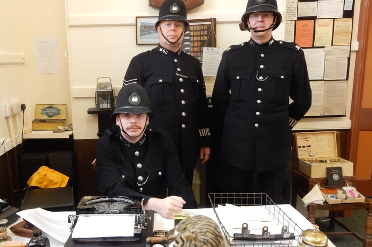 Policemen on duty at the 1940s police station at Washford (Photo: Vivienne Merson)