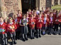 Children at Dunster First School celebrated this year's harvest