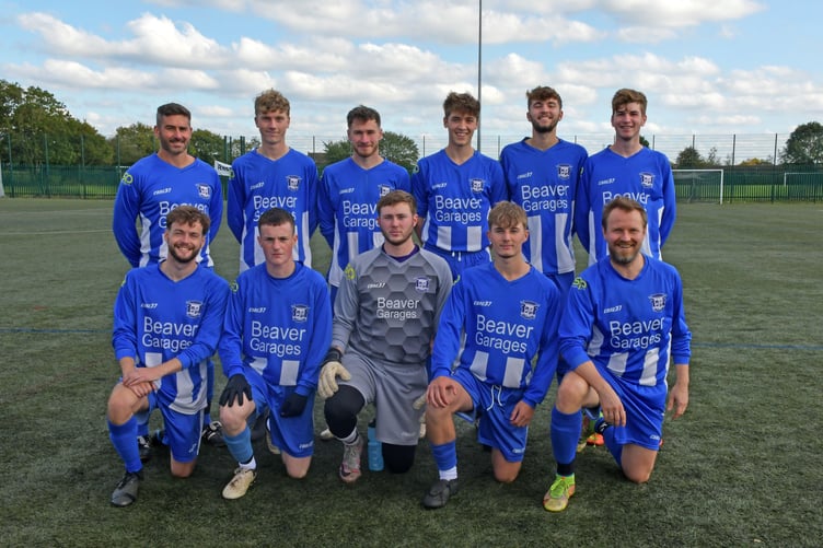 Minehead Reserves, back left to right: Andy Hall, Harvey Lovell, Dan Vickers, Luke Batts, Olly Prescott, Charlie Disney; front: Oli Jones, Myles Campbell-Farmer, Jack Harding, Lewis Goodrum, Jani Jasielczuk.