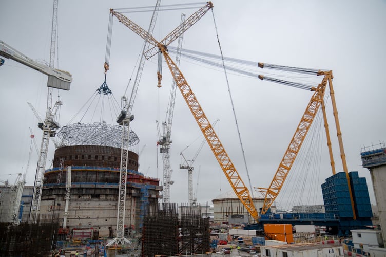 Hinkley Point C's second reactor building has had its final steel liner ring fitted. PHOTO: EDF.