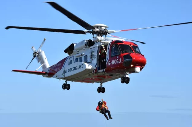 A HM Coastguard search and rescue helicopter attended as part of a massive an emergency services response in Watchet. PHOTO: HM Coastguard.