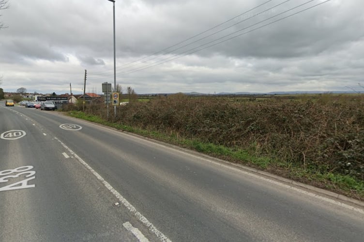 Planned site of convenience store and six commercial units on the A38 Bristol Road in Pawlett (Image: Google Maps)