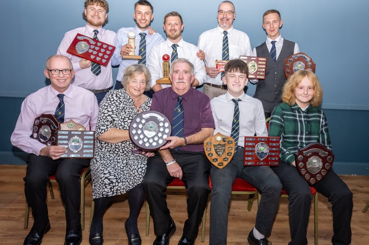 Pictured, back row, from left: Hayden Langlois, Tyler Coleman, Simon Burland, Matt Cunningham, Kieran Barrow; front: Mark Sortwell, Lil Biffen, Les Biffen, Ben Washer (on behalf of Oli) and Charlotte Sortwell. Missing, James Swales