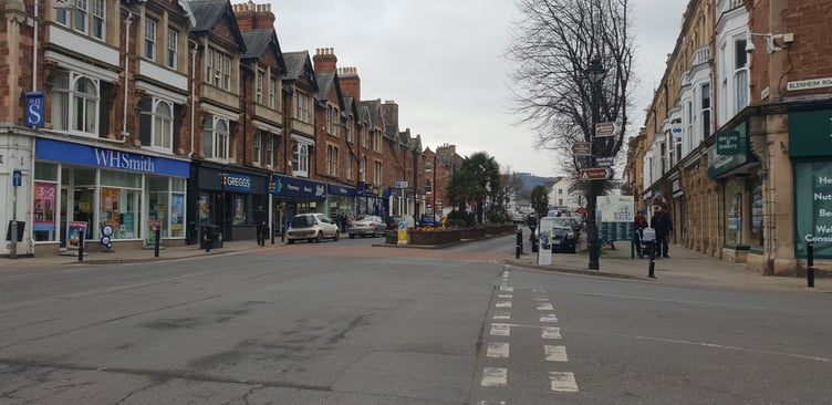 Minehead town centre, where councillors are looking for alternative ways to kill weeds in the street.