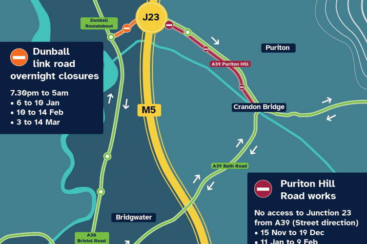More details on roadworks which will affect commuters on the A39, M5 and A38 have been announced as huge investment in the town’s infrastructure continues.
