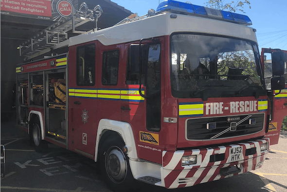 Dulverton firefighters responded when a car overturned and trapped its driver. PHOTO: DSFR.