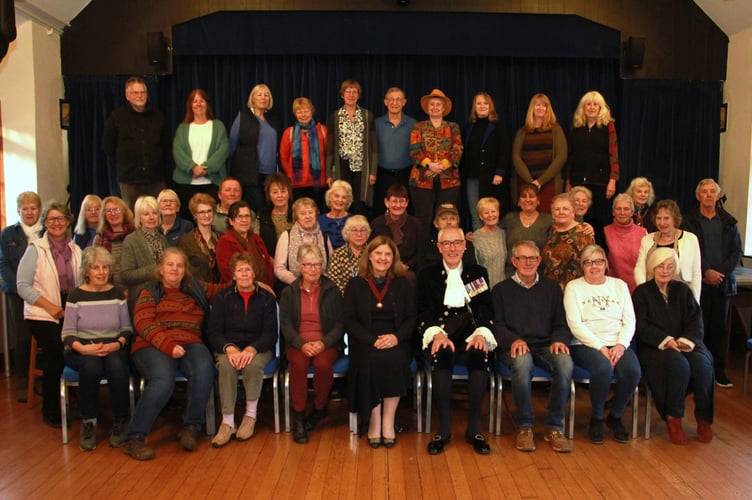 Some of the Roadwater Shop volunteers who attended a celebration event in the village hall. PHOTO: George Ody.