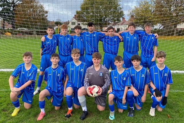 Minehead, back left to right: Jake Delaney-Mitchell, Jacob Fouracre, Reggie High, Casey Paxton, Alex Jones, Ewan Stitt, Sam Taylor-Pitkin; front: Harry Stone, Charlie Bonar, Theo Arkell, Harry Milton, Aaron Parker, McKenzie Wrightson, Oli Pravato.