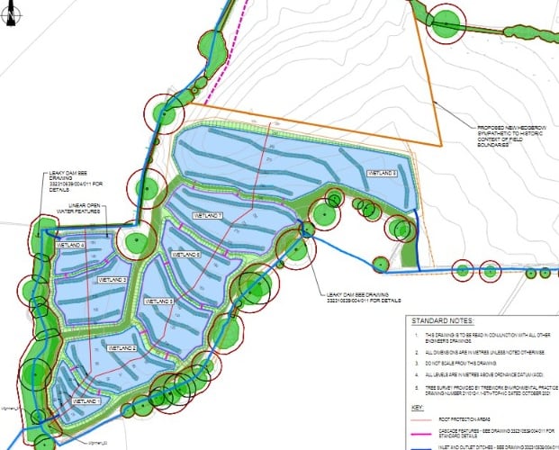 Plans for new wetlands at Nailsbourne Road in Nailsbourne near Taunton (Graphic: Stantec)