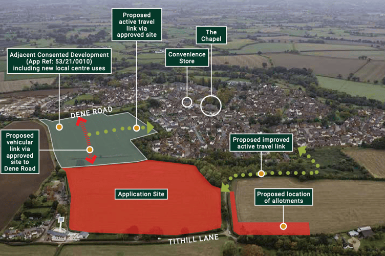 An aerial schematic of the Hallam proposals for Cotford St Luke. IMAGE: pad Design.