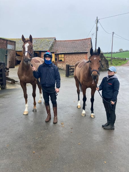 Back home after their triumphs at Warwick: Paddy in the Caddy with Lewis MacDonald (left) and Solar System with Jess Westcott