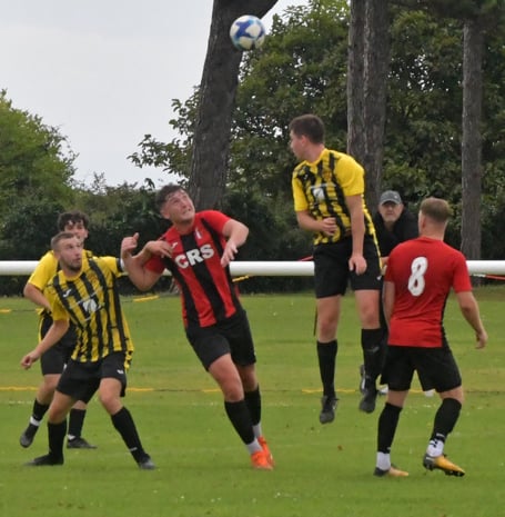 Chris Barrett, second left, scored twice for Porlock