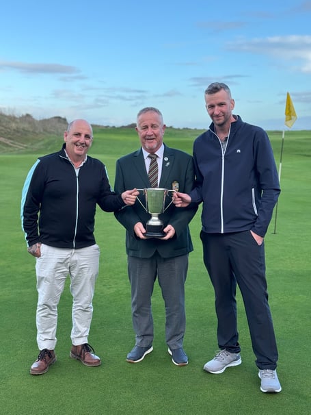 Winners of Buchanan Cup, left to right: Gary Wide, Bob Arthington (Minehead Men’s Captain 2023), and Daniel Barnes.