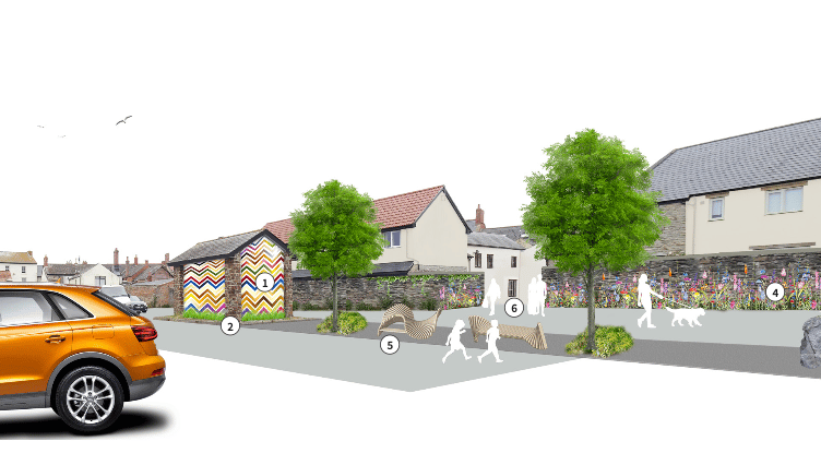 Watchet's Market Street car park could become 'green and playful'. IMAGE: Feria Urbanism.