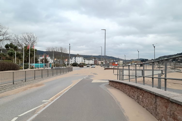 Tons of sand has been blown onto Warren Road, Minehead seafront