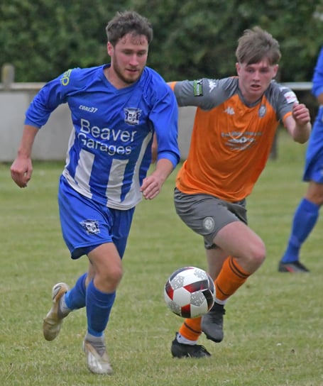 Dan Vickers (left) - on target twice for Minehead Reserves