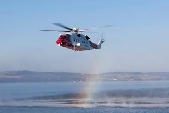 A Coastguard search and rescue helicopter was called to Blue Anchor to help look for a missing man. PHOTO: HM Coastguard.