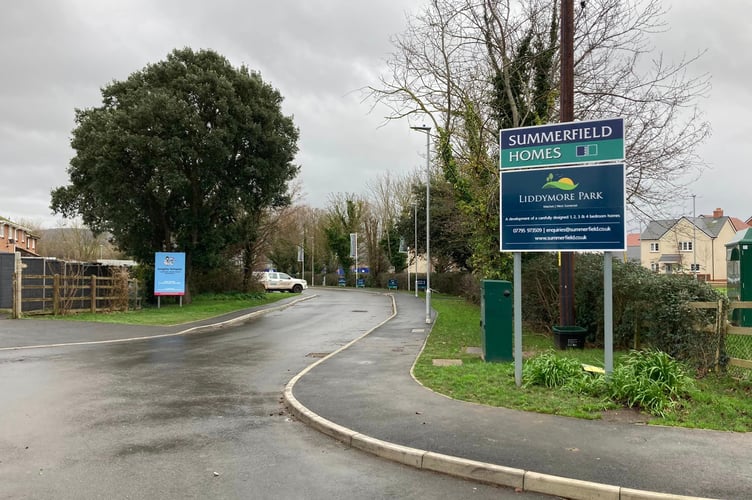 Entrance to the Liddymore Park development on Liddymore Road in Watchet - Daniel Mumby - 301223