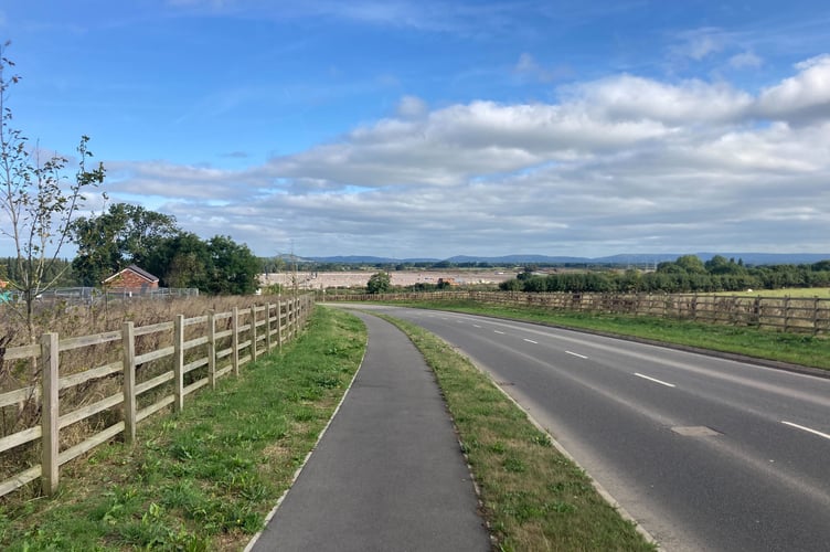 View of the gigafactory site from Enterprise Way in Puriton