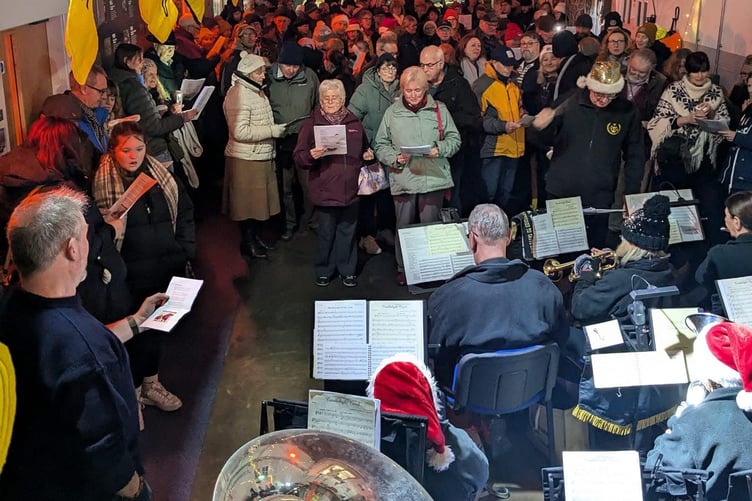A bumper crowd attends Minehead RNLI's Carols in the Boathouse event. PHOTO: RNLI.