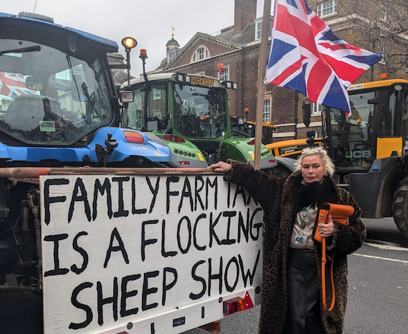 MP Rachel Gilmour attends a protest against the Government's family farm tax proposals.