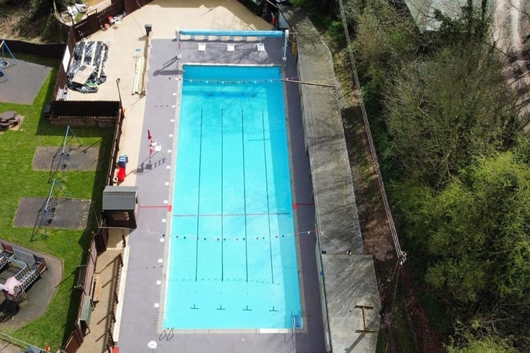 An aerial view of Wiveliscombe's outdoor swimming pool. PHOTO: Wivey Pool.