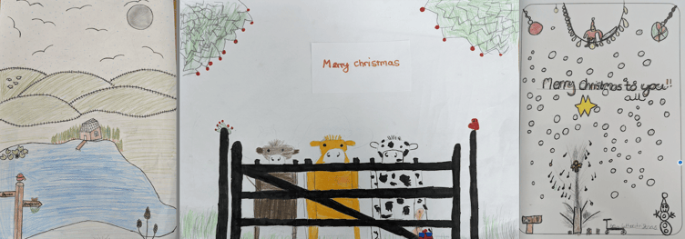 The winning designs in MP Rachel Gilmour's Christmas card design competition for school pupils.