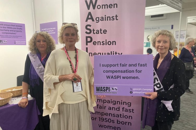 Local MP Rachel Gilmour with WASPI campaigners.