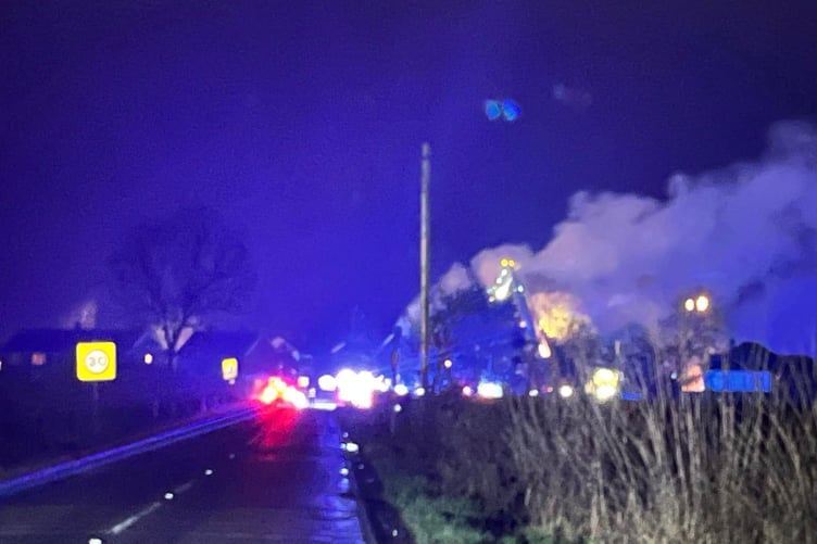 The scene of a derelict house fire attended by Nether Stowey firefighters. PHOTO: DSFR.
