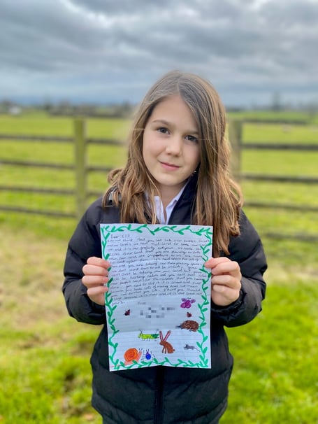 Lily with her letter to EDF. An 11-year-old has written a letter to EDF 'pleading they stop' plans to flood 300 acres of their family's land for a saltmarsh - as part of Hinkley Point C's 'eco' proposal. EDF Energy wants to create a saltmarsh - on land currently used for agriculture, homes and businesses - to mitigate the environmental impact of Hinkley Point C. The nuclear power plant is currently being built and will ingest 44 tonnes of fish a year. EDF wants to compensate the death of the fish by creating the saltmarsh habitat at one of four sites along the River Severn in Somerset - these are between Kingston Seymour, Littleton, Arlingham, and Rodley. 