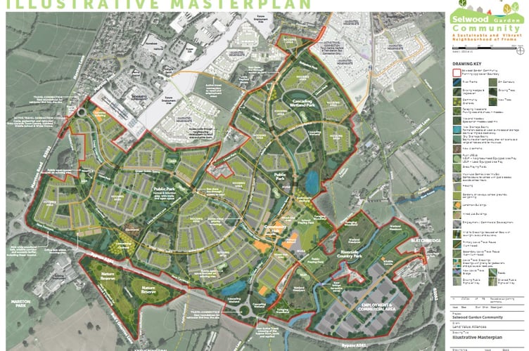 Revised masterplan for the Selwood Garden Community in Frome (Graphic: Land Value Alliance)