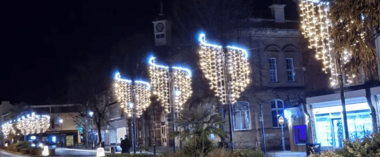 Some of the Christmas lights in Minehead town centre. PHOTO: MTC.