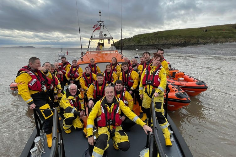 Volunteer lifeboat crews from Minehead and other Bristol Channel boathouses met for an exercise near Flat Holm. PHOTO: RNLI.