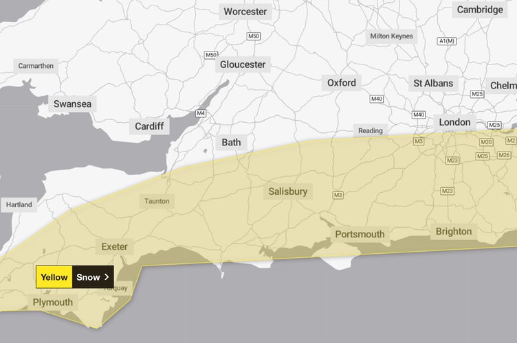 Snow warning on Wednesday