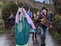 Great Green Stag appears for village's wassail