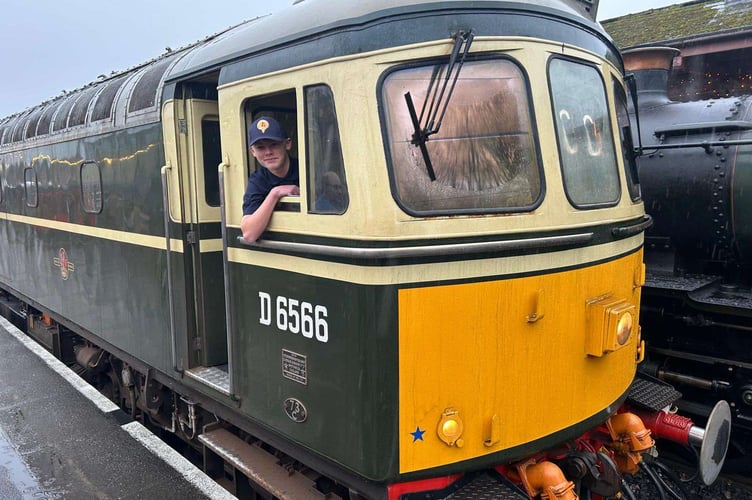 Elliott Freegard, West Somerset Railway's youngest volunteer joins the Whistle Up to celebrate