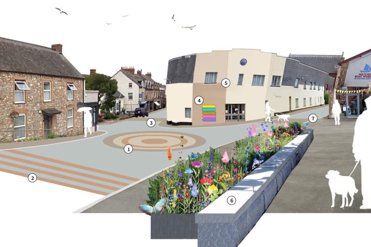 Artist's impression of new mini-roundabout at the junction of the B3191 Swain Street and Harbour Road in Watchet - (Photo: Feria Urbanism)