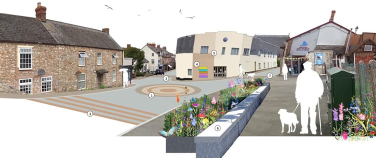 Artist's impression of new mini-roundabout at the junction of the B3191 Swain Street and Harbour Road in Watchet (Photo: Feria Urbanism)