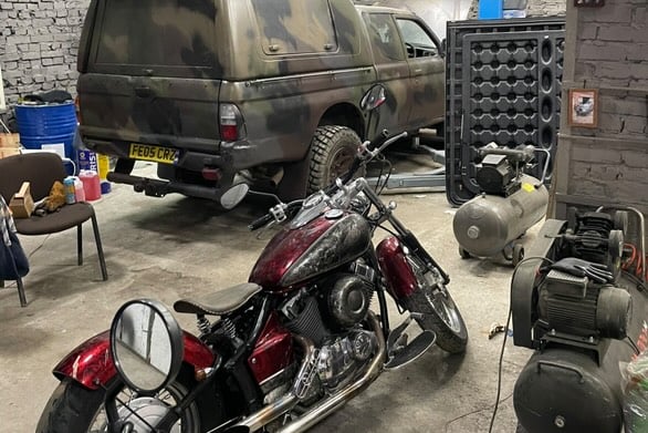 The workshop in Lviv where the delivered vehicles are camouflaged for use on the frontlines: Freddie and Oscar travel to Lviv, Ukraine with Driving Ukraine