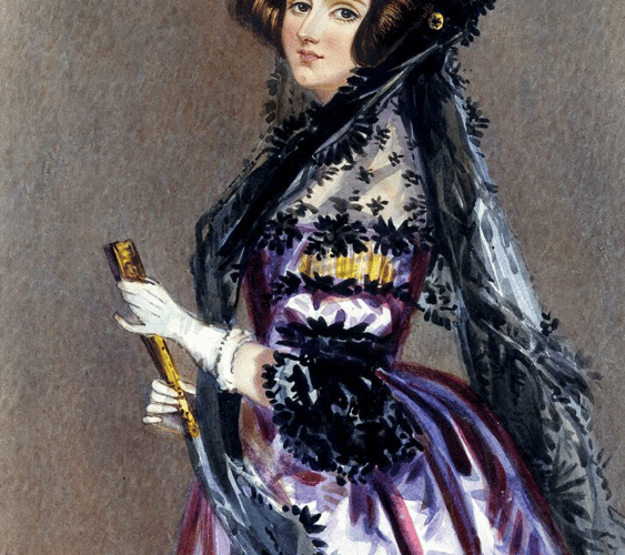 A watercolour painting of computer pioneer Ada Lovelace, who lived for a time in Porlock.