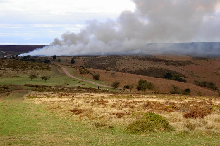 Smoke rising above the Quantock Hills during the annual swaling programme. PHOTO: QHNLP.